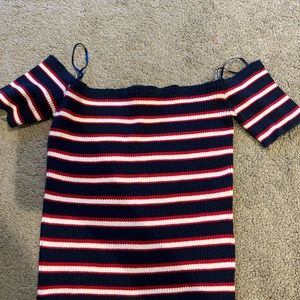 Ribbed off shoulder top